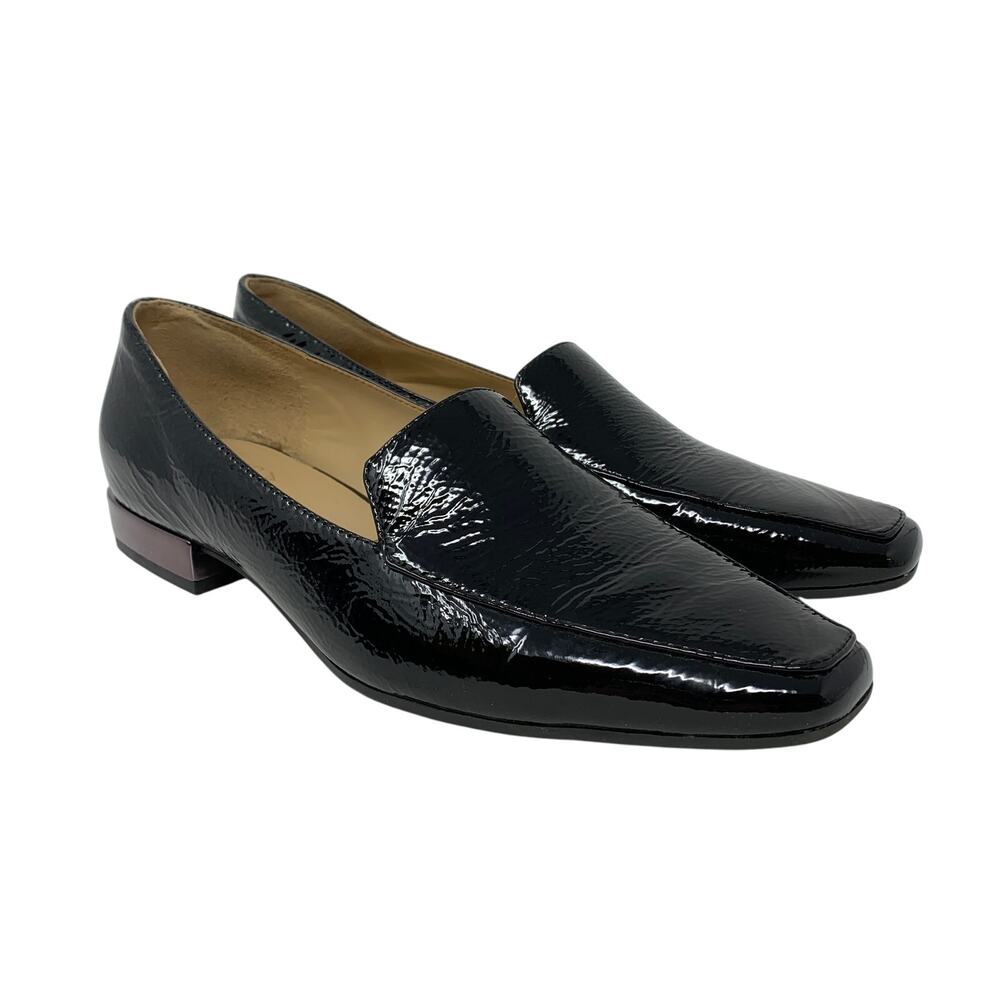 Naturalizer Clea Loafers Womens Size 7.5 Black Patent Leather Slip On Square Toe